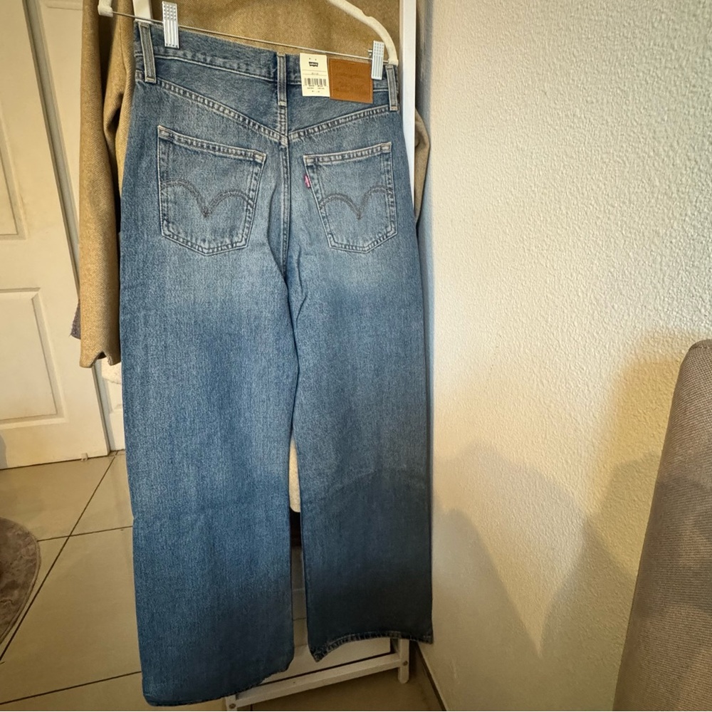 Levi's Classic Ribcage Wide Leg Blue Jeans